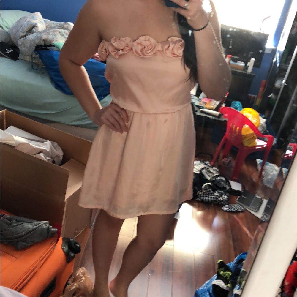 Strapless satin dress